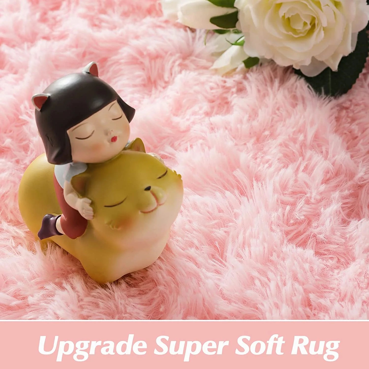 Super Soft Fluffy Area Rug for Living Room, Shaggy Carpet for Bedroom Nursery Room, 4'X5.3',Pink