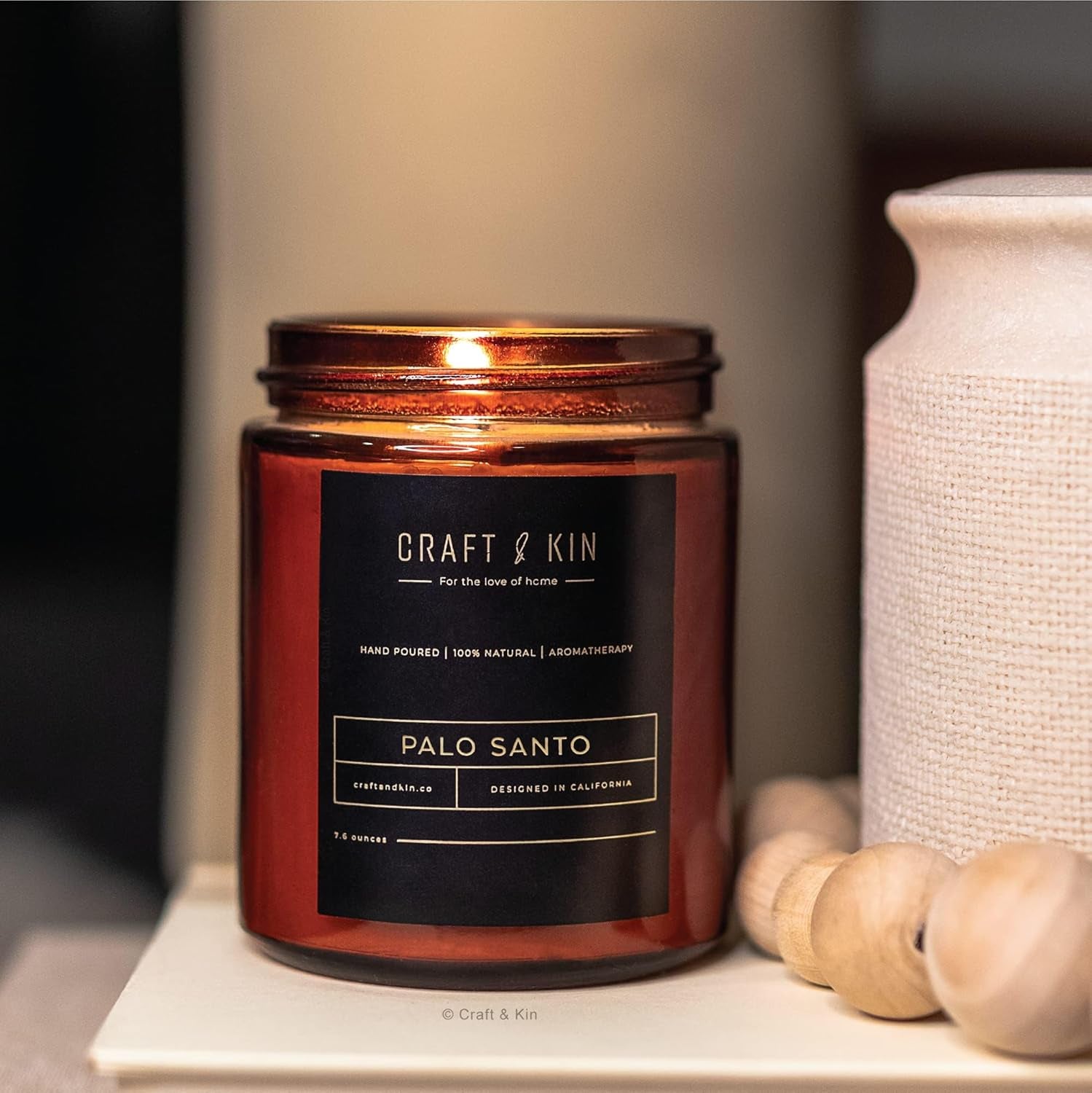 Fall Scented Candle for Men | Palo Santo Candle | All-Natural Scent for Home | Long Lasting, 45-Hour Burn Time, 8Oz
