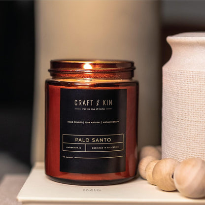 Fall Scented Candle for Men | Palo Santo Candle | All-Natural Scent for Home | Long Lasting, 45-Hour Burn Time, 8Oz