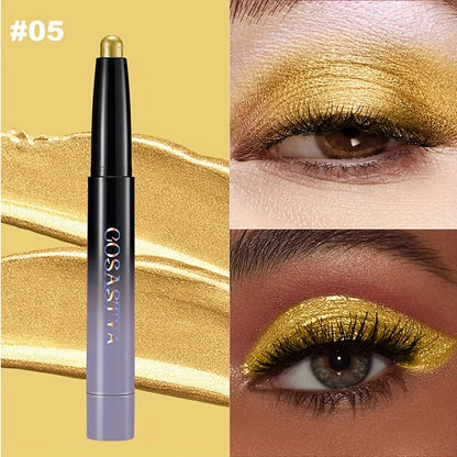 Brown Neutral Metal Eye Shadow Stick, Magic Color Cream Shimmer Crayon, Eye Whitening Stick, Highlight Pen, Eyeliner Pen
