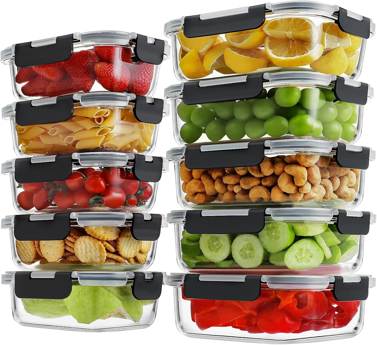 10-Pack Glass Meal Prep Containers 🍱 Airtight, Leak-Proof & BPA-Free with Locking Lids