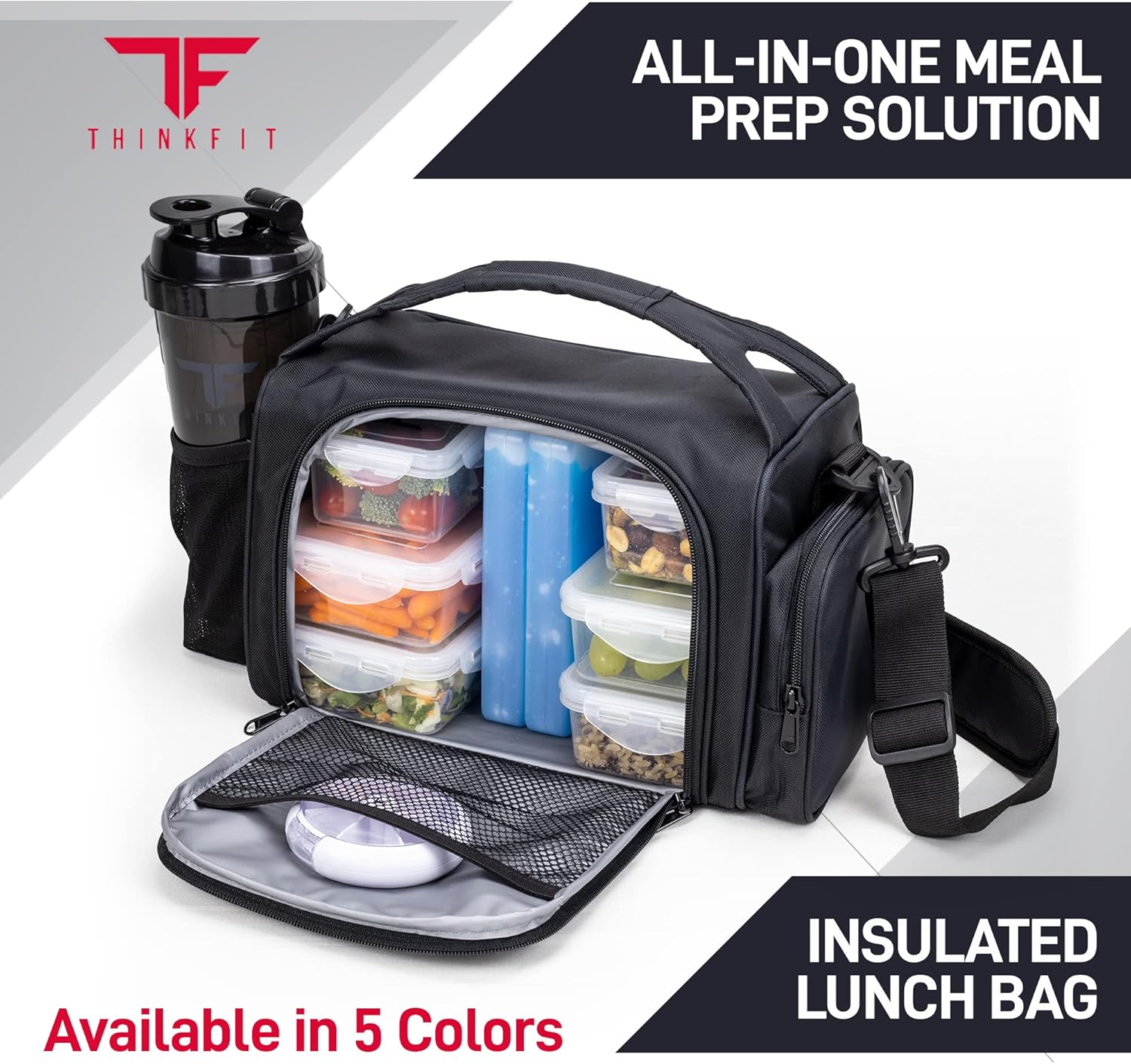 Insulated Meal Prep Lunch Box with 6 Portion Containers & Shaker Cup