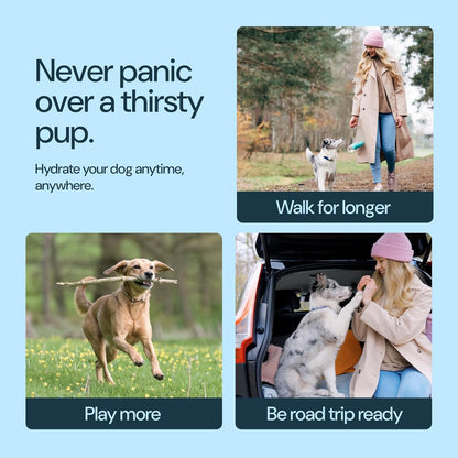 12oz Leak-Proof Portable Dog Water Bottle with Built-In Bowl – Travel Pet Dispenser
