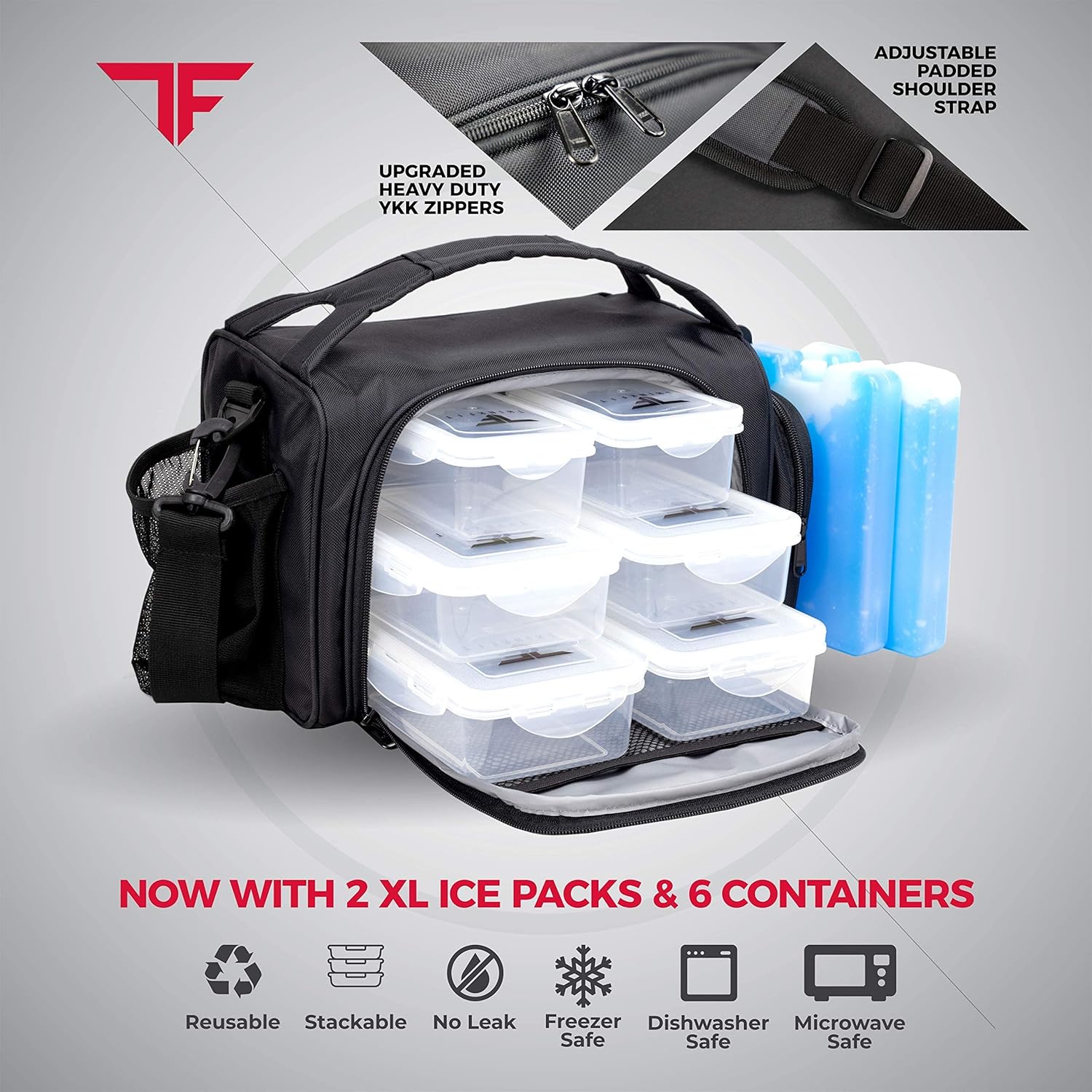 Insulated Meal Prep Lunch Box with 6 Portion Containers & Shaker Cup