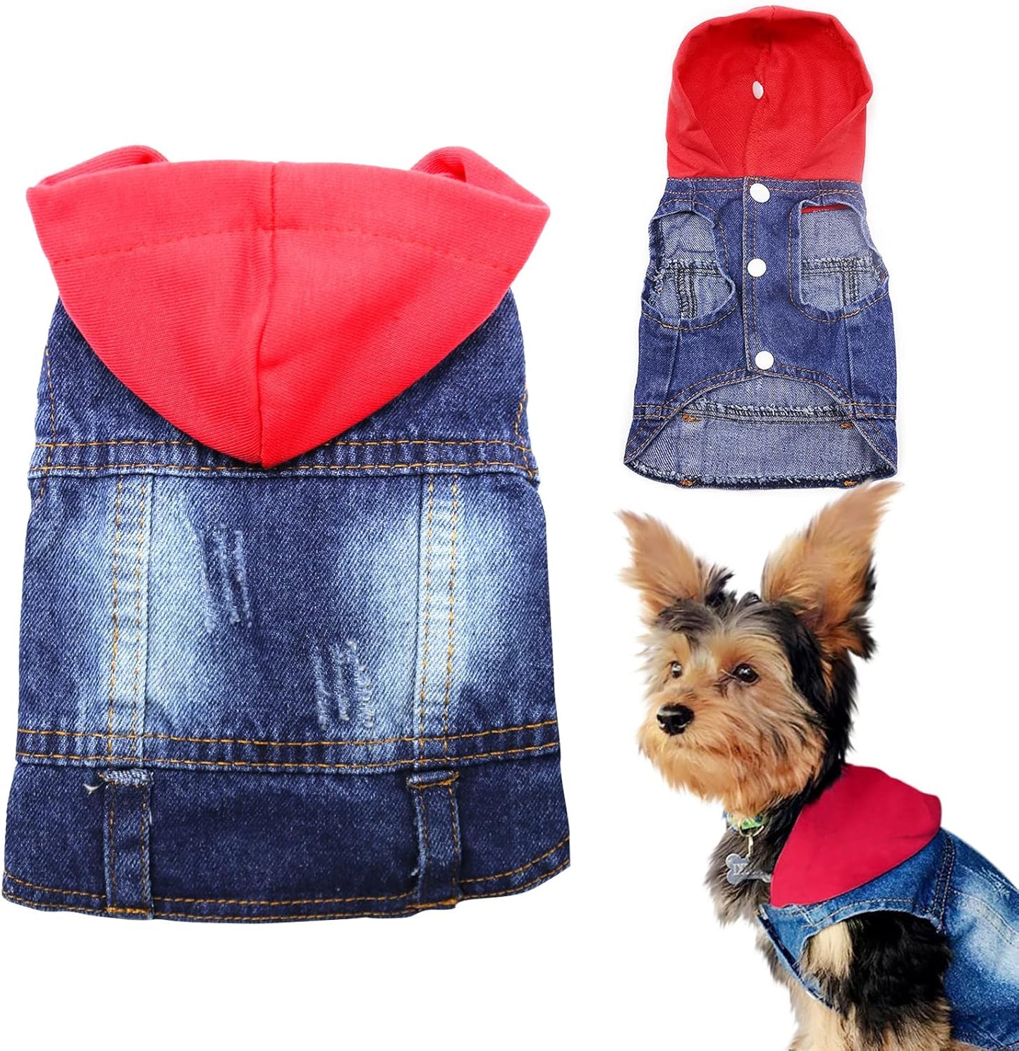 Dog Denim Jacket 🐾 Vintage Blue Jean Vest for Small & Medium Dogs