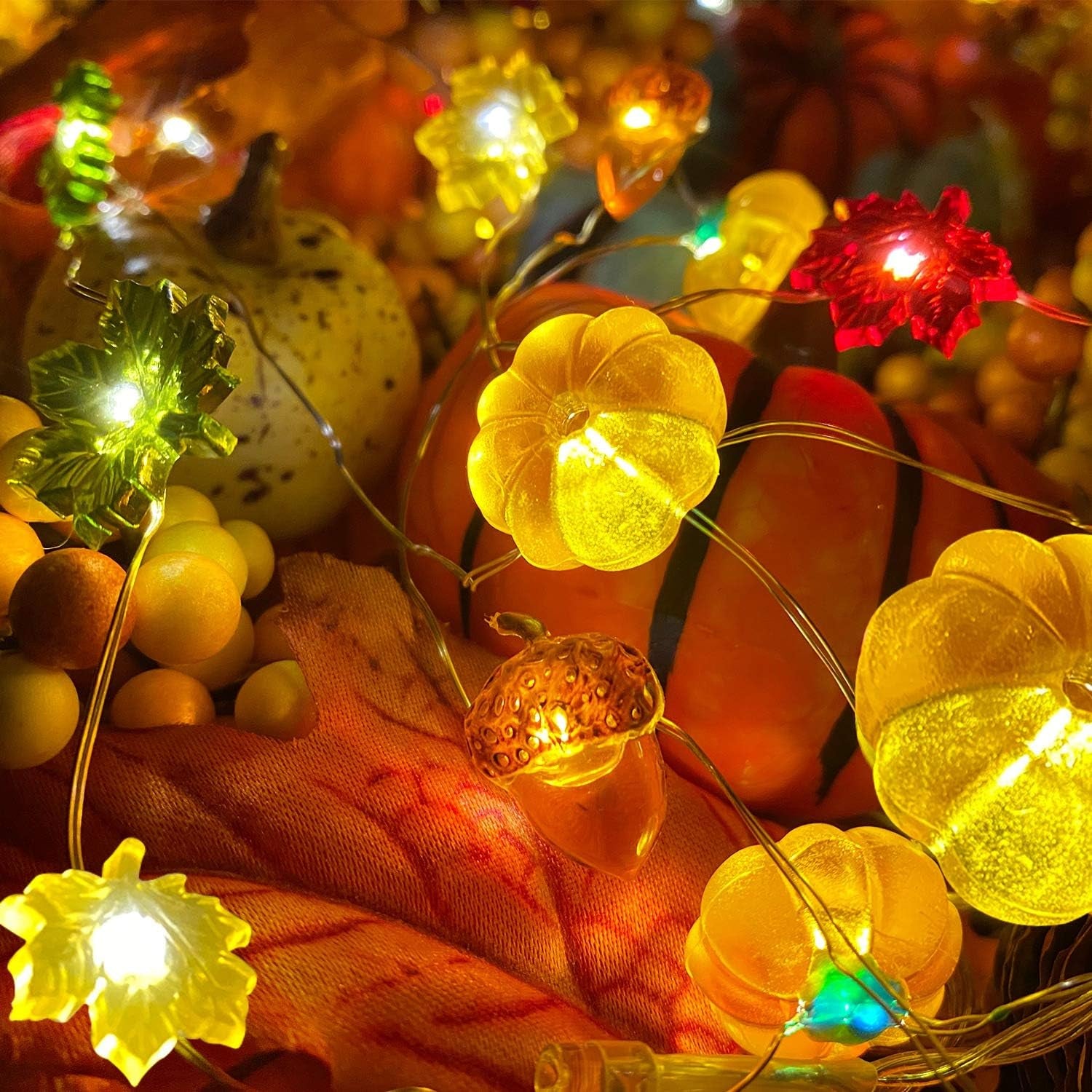 🎃 30LED Pumpkin String Lights – Fall, Halloween & Thanksgiving Décor 🍂✨