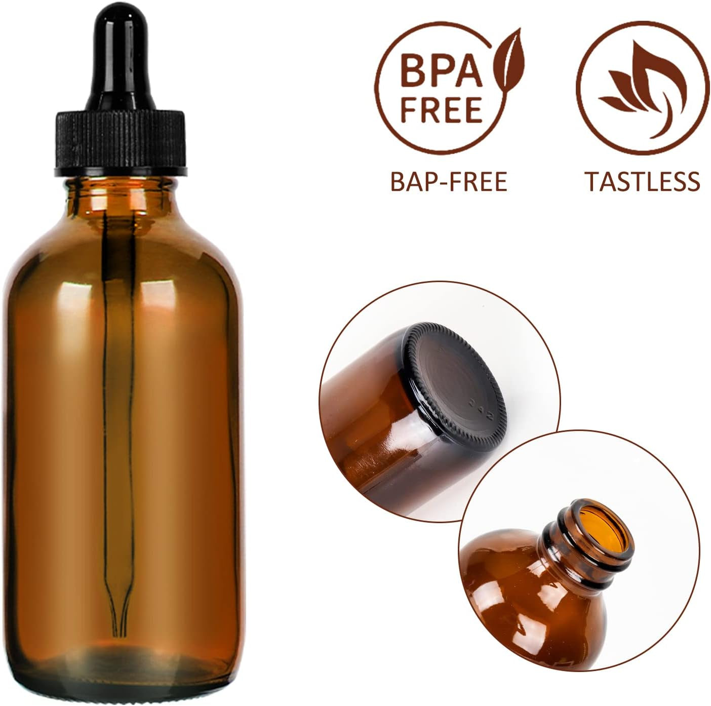 16 Pack (120 Ml) 4 Oz Amber Glass Boston Bottles with Glass Eye Droppers, Dropper Bottles for Essential Oils & Lab Chemicals & More Liquids Ideal for Mom & Friends