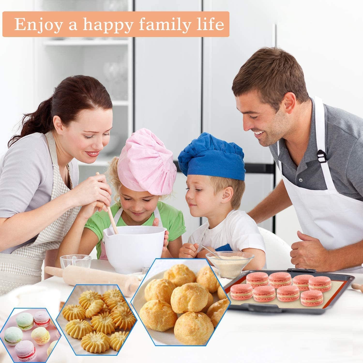 ✨ Silicone Baking Mats – Set of 4 Non-Stick Reusable Liners | Fits 11"x17" Half Sheet & 8"x12" Quarter Sheet Pans | Perfect for Cookies, Macarons, Bread & Pastries