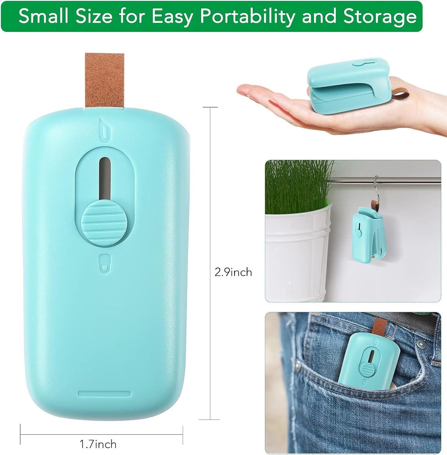 ✨ Mini Bag Sealer & Cutter – 2-in-1 Portable Heat Sealer for Chips, Snacks & Food Storage | Handheld Resealer for Plastic & Cereal Bags (Green)