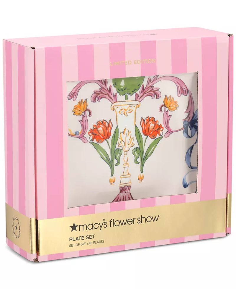 Flower Show 6-Piece Ceramic Appetizer Plate Set, Exclusively at