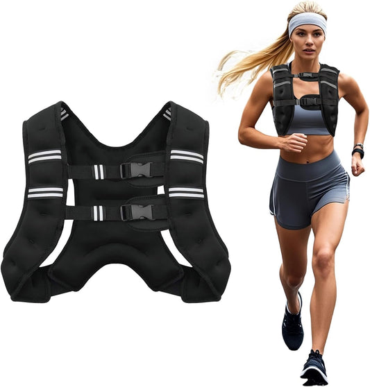 Weighted Vest, 6Lb/8Lb/12Lb/16Lb/20Lb/25Lb/30Lb Weight Vest for Men Women, Body Weight Vests Adjustable with Reflective Stripe for Strength Training, Running, Training Workout, Jogging, Walking