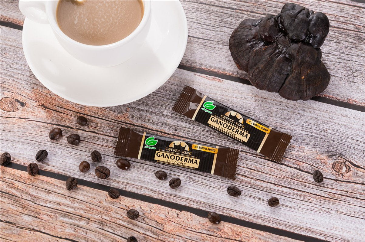 Ganoderma Coffee - Reishi Coffee Mix- Instant 2-In-1 Mushroom Coffee. All Natural Ganoderma Lucidum with Instant Coffee. a Non Sugar Dietary Supplement to Replace Regular Coffee - 30 Sachets