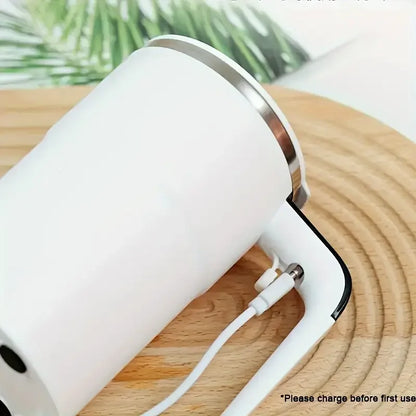elf-Stirring Coffee Mug, USB Rechargeable, Temp Display, 304 Steel, 200mAh