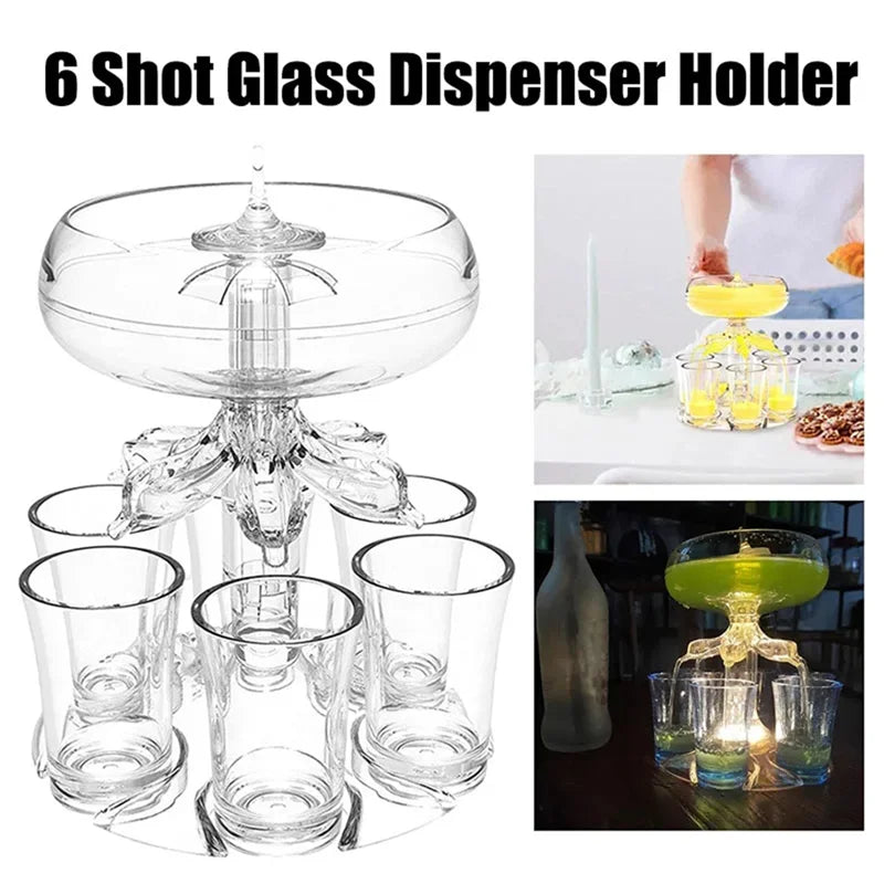6-Shot Liquor & Wine Dispenser 🍷 Party Drink Station with Glasses