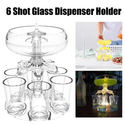 6-Shot Liquor & Wine Dispenser 🍷 Party Drink Station with Glasses