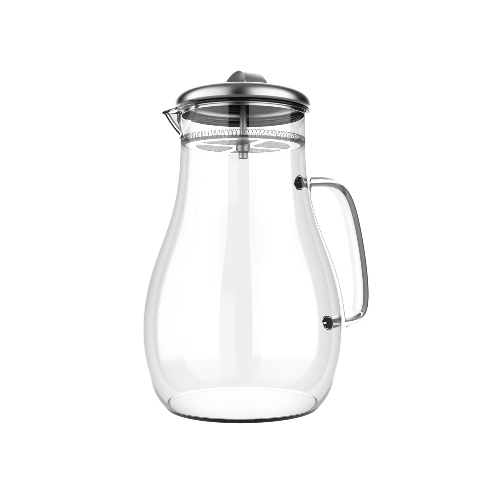 64oz Heat-Resistant Glass Pitcher with Stainless Steel Filter Lid for Hot & Cold Drinks