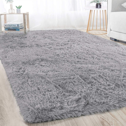 Modern Soft Fluffy Carpet for Living Room, Bedroom and Children'S Room, Grey, 4'X6 '.