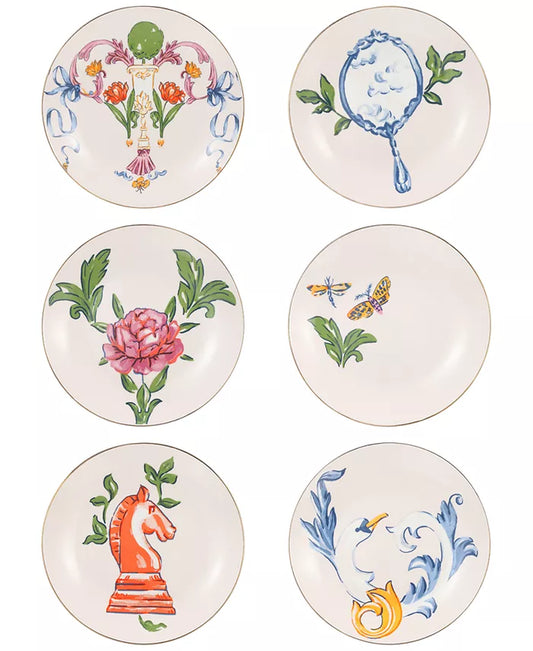 Flower Show 6-Piece Ceramic Appetizer Plate Set, Exclusively at