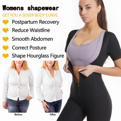 Women’s Sauna Suit 🔥 3-in-1 Sweat Vest, Waist Trainer & Full Body Shaper – Black+Blue XL