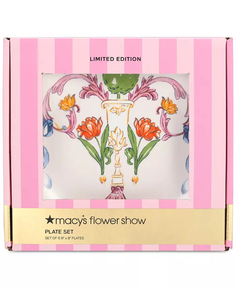 Flower Show 6-Piece Ceramic Appetizer Plate Set, Exclusively at