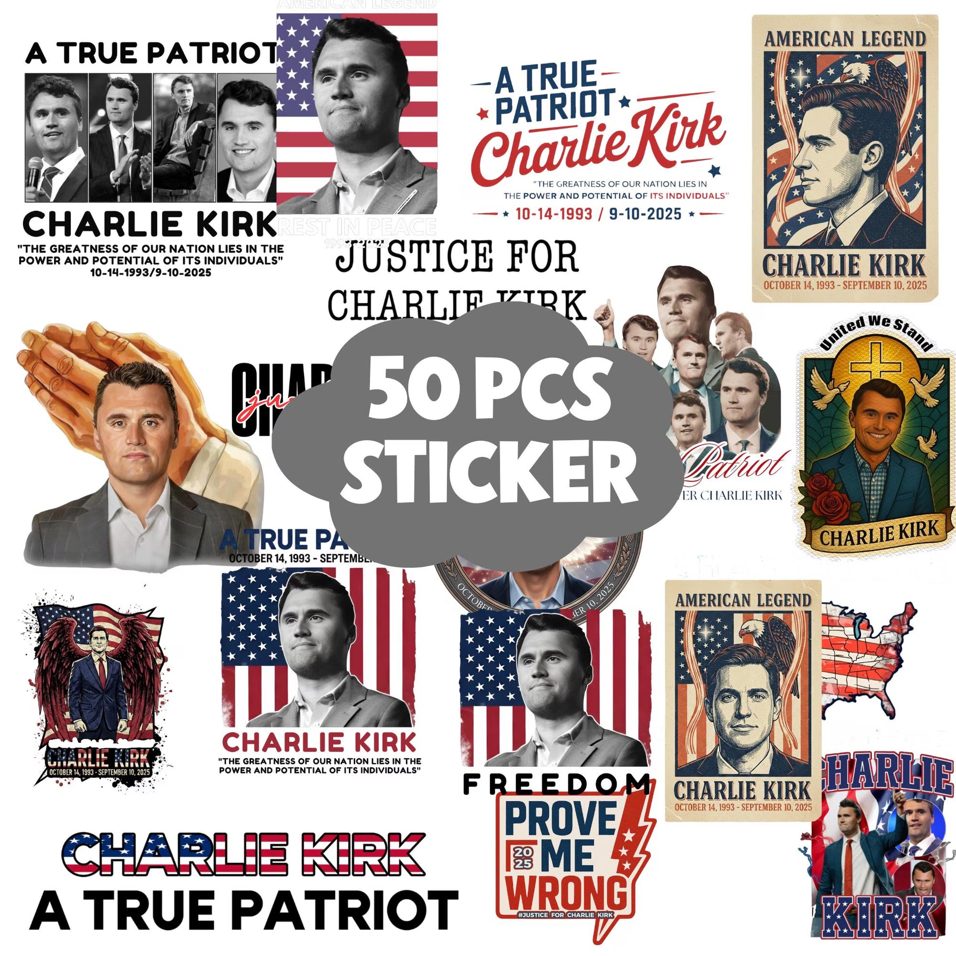 Charlie Kirk Patriot Stickers Bundle