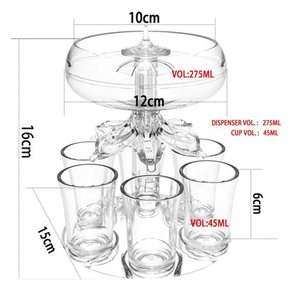6-Shot Liquor & Wine Dispenser 🍷 Party Drink Station with Glasses
