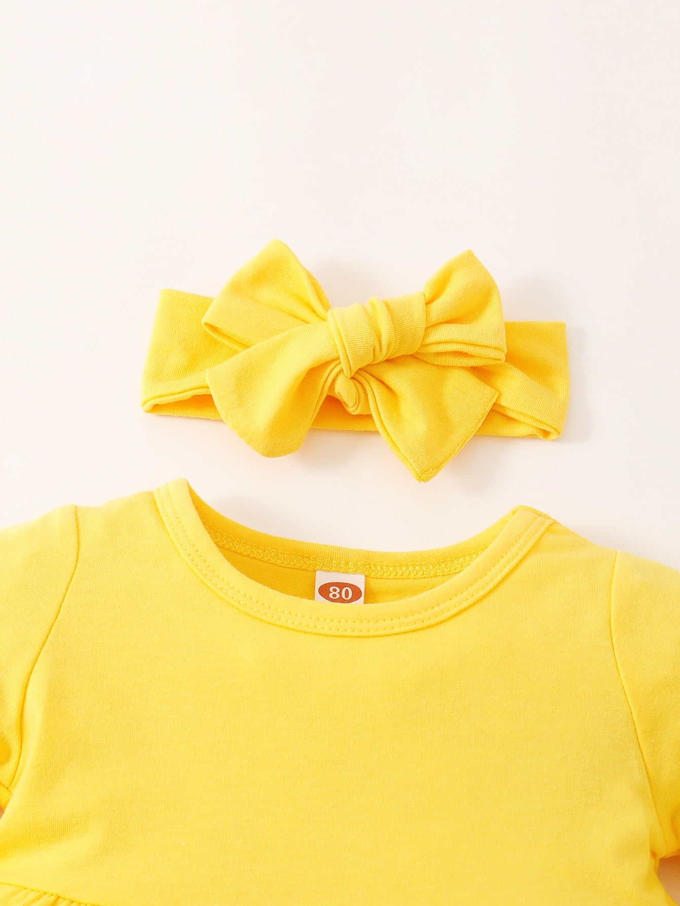 Baby Girl 3-Piece Outfit – Flared Sleeve Top, Sunflower Jeans & Headband (3–6M)