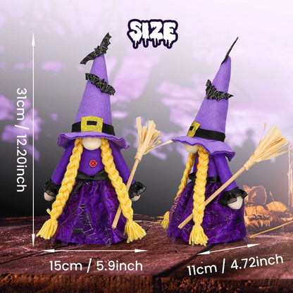 ✨ Hocus Pocus Halloween Gnomes – 3 Pc Handmade Witch Tomte Plush | Tiered Tray & Tabletop Decor | Spooky Cute Scandinavian Elf Decorations