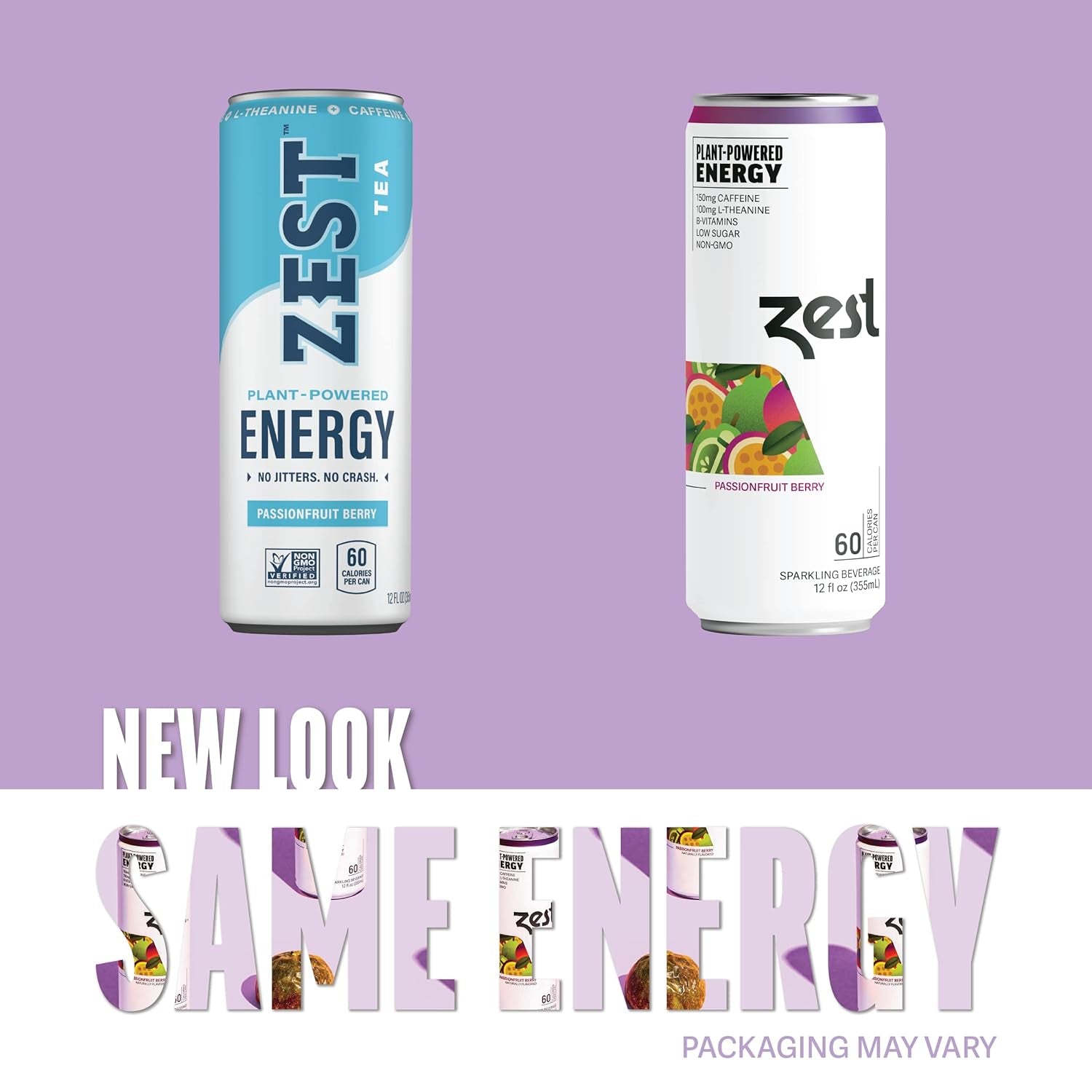 “Plant-Powered Energy Sparkling Drink 🍓🥭 Passionfruit Berry | 150mg Caffeine + L-Theanine Boost”
