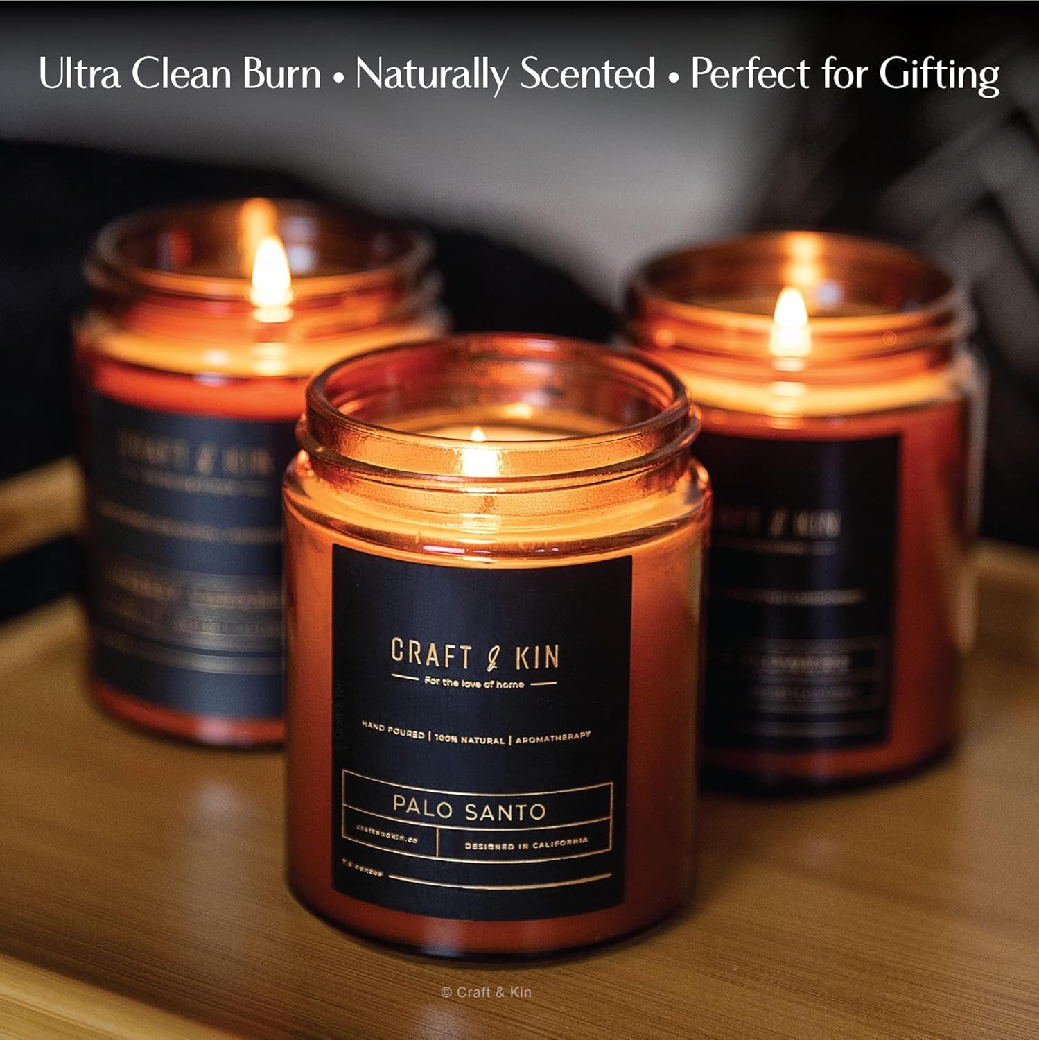 Fall Scented Candle for Men | Palo Santo Candle | All-Natural Scent for Home | Long Lasting, 45-Hour Burn Time, 8Oz