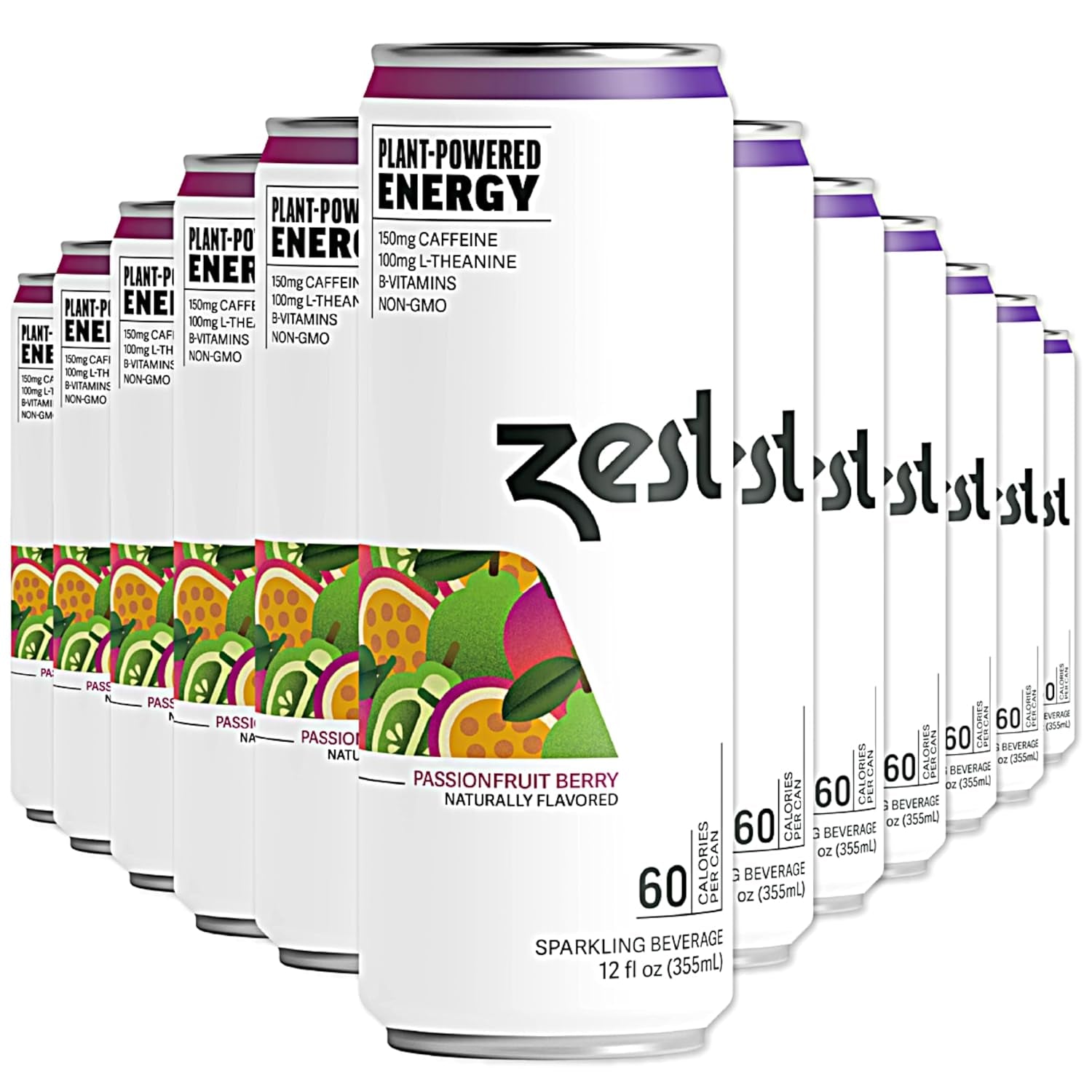 “Plant-Powered Energy Sparkling Drink 🍓🥭 Passionfruit Berry | 150mg Caffeine + L-Theanine Boost”