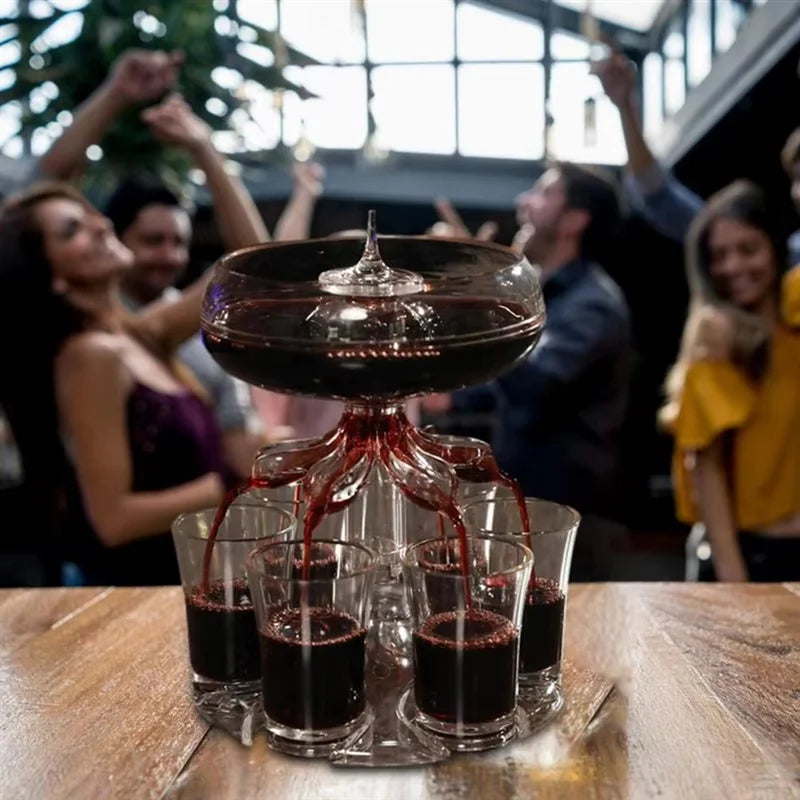 6-Shot Liquor & Wine Dispenser 🍷 Party Drink Station with Glasses