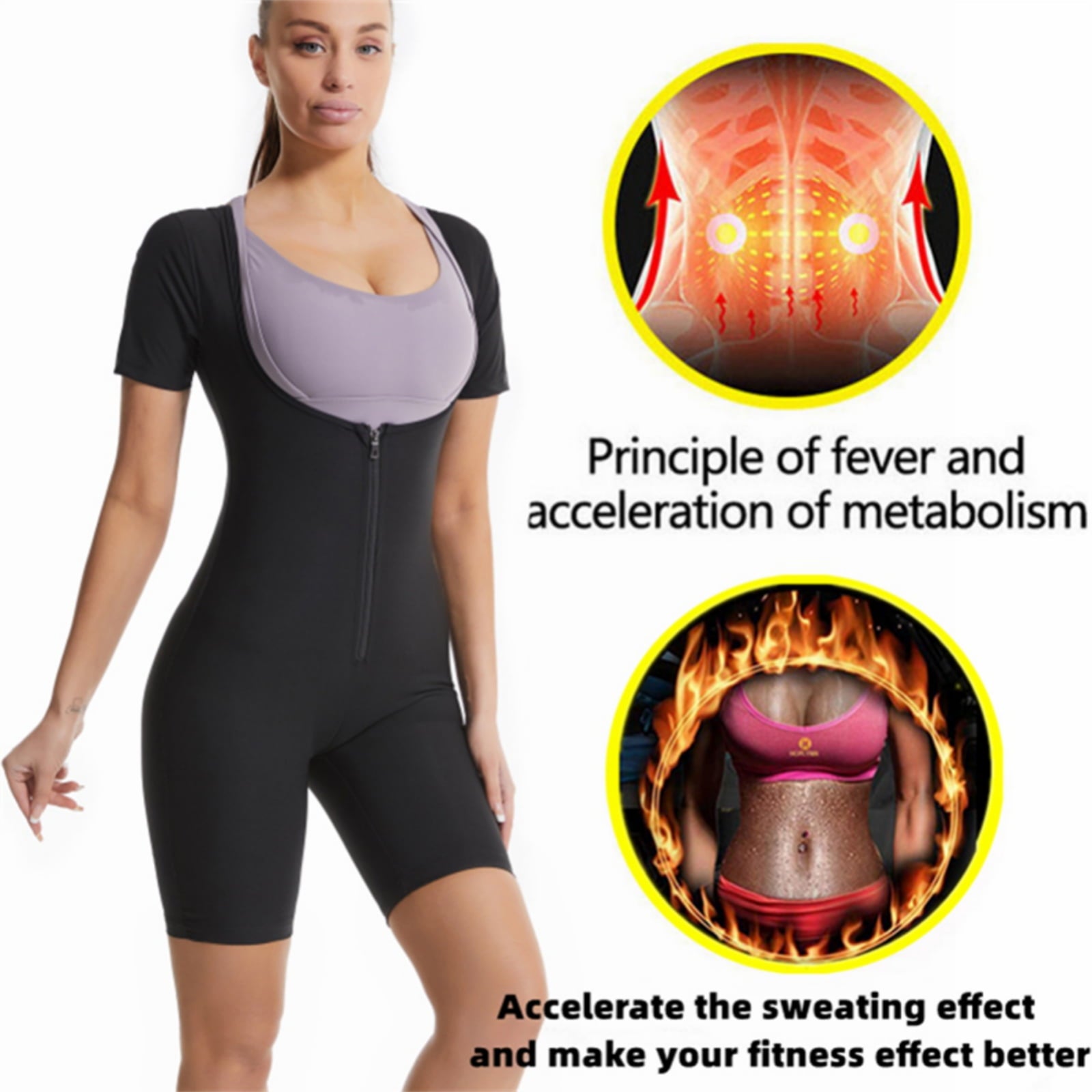 Women’s Sauna Suit 🔥 3-in-1 Sweat Vest, Waist Trainer & Full Body Shaper – Black+Blue XL