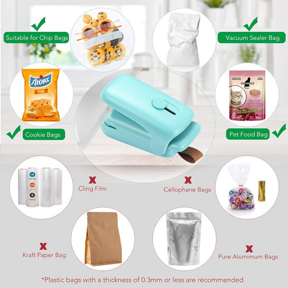 ✨ Mini Bag Sealer & Cutter – 2-in-1 Portable Heat Sealer for Chips, Snacks & Food Storage | Handheld Resealer for Plastic & Cereal Bags (Green)