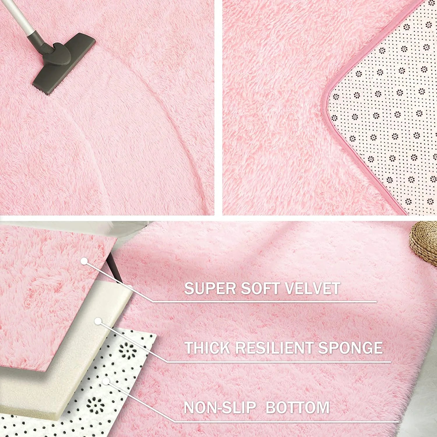Super Soft Fluffy Area Rug for Living Room, Shaggy Carpet for Bedroom Nursery Room, 4'X5.3',Pink