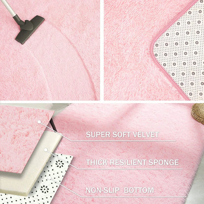 Super Soft Fluffy Area Rug for Living Room, Shaggy Carpet for Bedroom Nursery Room, 4'X5.3',Pink