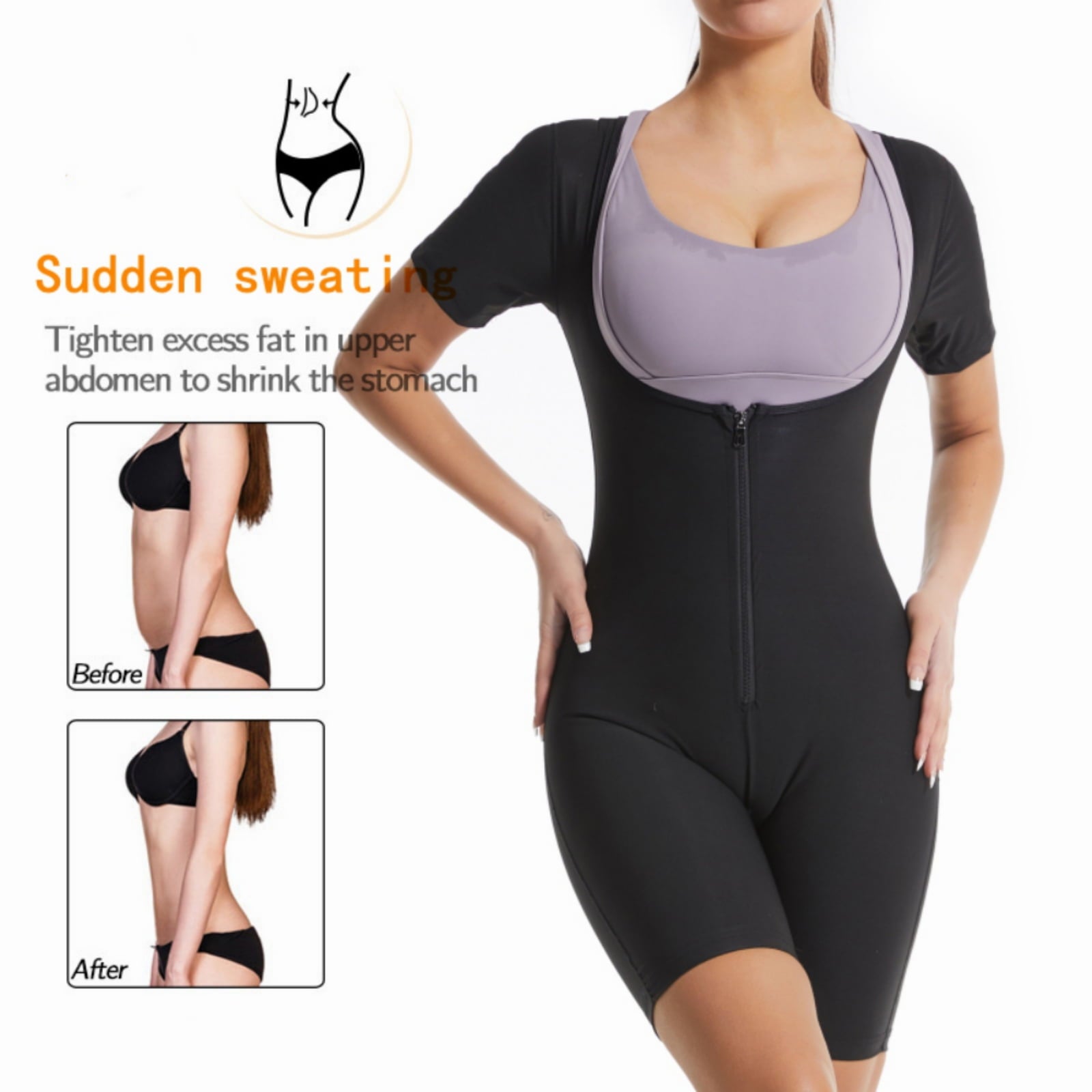 Women’s Sauna Suit 🔥 3-in-1 Sweat Vest, Waist Trainer & Full Body Shaper – Black+Blue XL