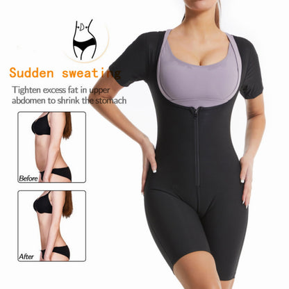 Women’s Sauna Suit 🔥 3-in-1 Sweat Vest, Waist Trainer & Full Body Shaper – Black+Blue XL