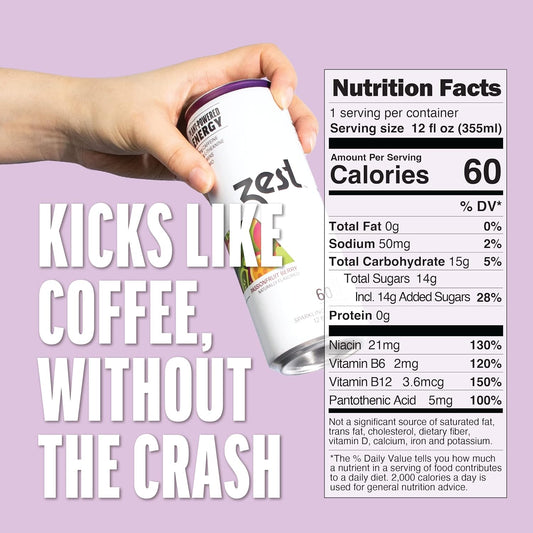 “Plant-Powered Energy Sparkling Drink 🍓🥭 Passionfruit Berry | 150mg Caffeine + L-Theanine Boost”
