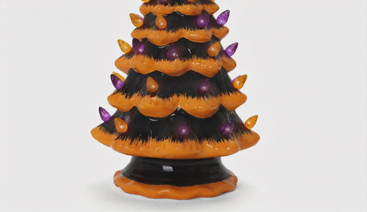 Halloween Ceramic Tree, Purple/Black, 11.5 X 7.0 X 7.0 Inches, Light up Decorative Tree